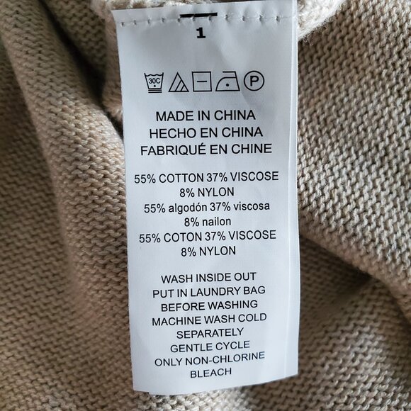 MICHAEL KORS NWT Gold Back Zipper Long Tunic Sweater Top Oatmeal Heather Color M - Picture 9 of 14